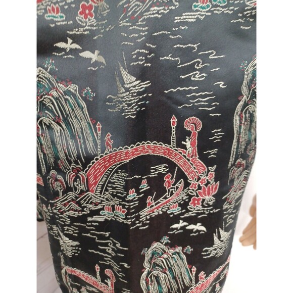 Chico's Art-to-Wear Rayon Silk Chinese Japanese Tapestry Art Vest Jacket Sz 2 - Picture 5 of 10